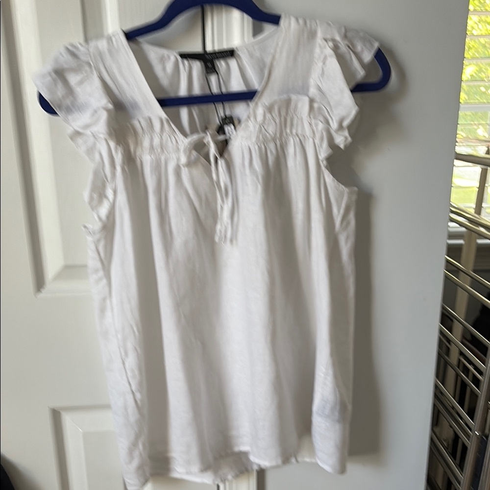 White Ruffled Sleeve Top